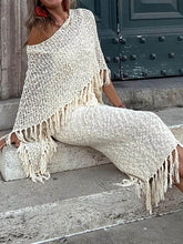 Laden Sie das Bild in den Galerie-Viewer, Hollow Out Tassel Knit Cover-Up Top