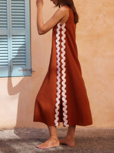 Görseli Galeri görüntüleyiciye yükleyin, Side Wave Stripes Embellished Side Slit Loose Dress