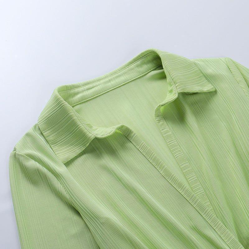 aikergoodOph¨¦lie Ribbed Plunging V Long Sleeve Mini Dress