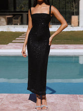 Load image into Gallery viewer, Backless Sequin Split Midi Dress