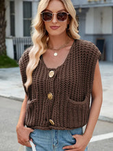 Load image into Gallery viewer, V-Neck Buttoned Knit Vest