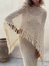 Carica l&#39;immagine nel visualizzatore di Gallery, Hollow Out Tassel Knit Cover-Up Top