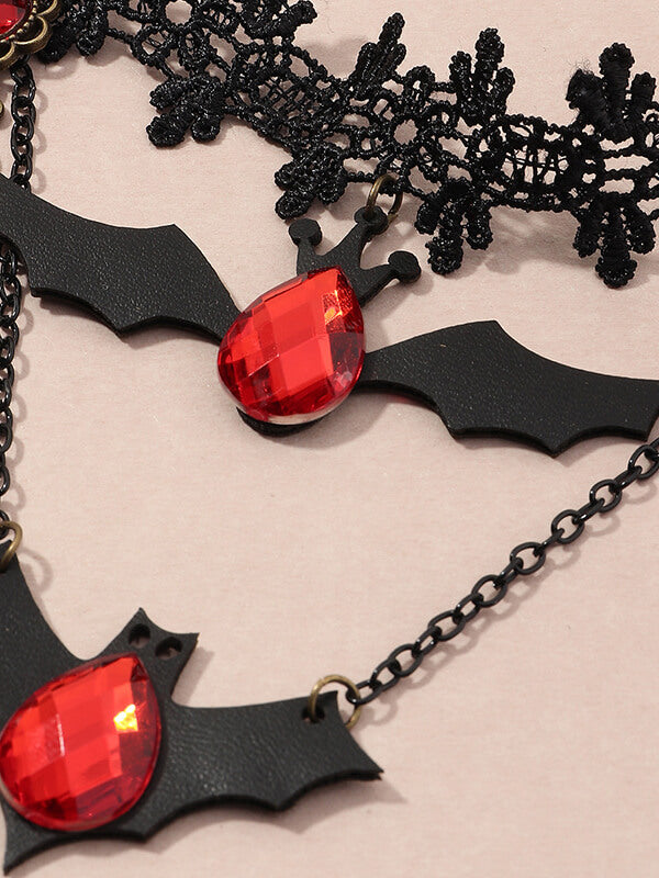 Halloween Bat Personalized Lace Necklace