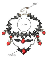 Load image into Gallery viewer, Halloween Bat Personalized Lace Necklace