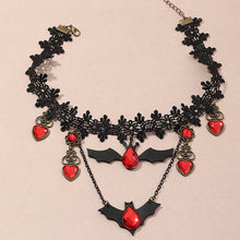 Load image into Gallery viewer, Halloween Bat Personalized Lace Necklace