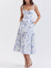 Load image into Gallery viewer, Strap A-Hem Floral Midi Dress