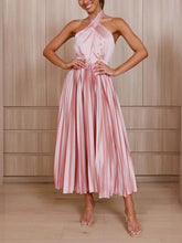 Load image into Gallery viewer, Neckline Pleated Vacation Party Midi Dresses