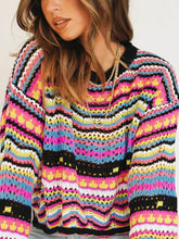 Lataa kuva Galleria-katseluun, Mid-Color Crew Neck Striped Sweater