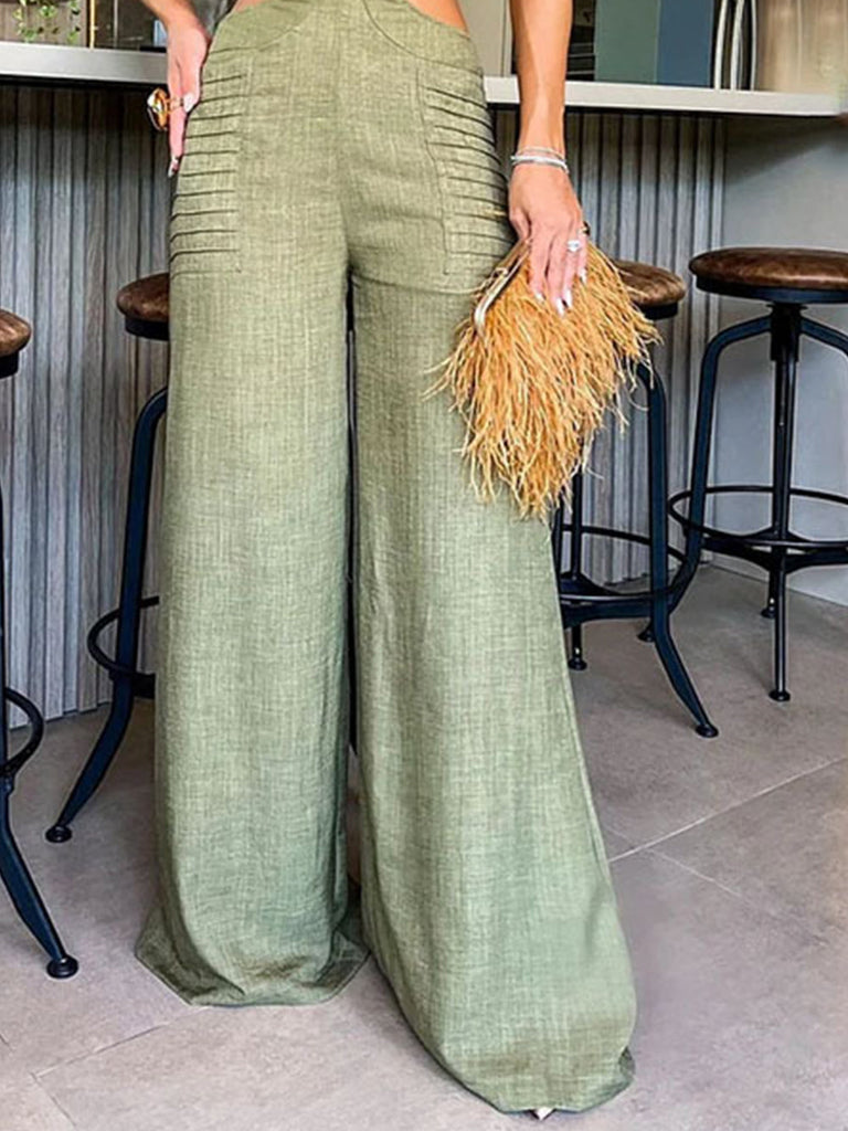 Open-Waist Loose Wide-Leg Jumpsuit