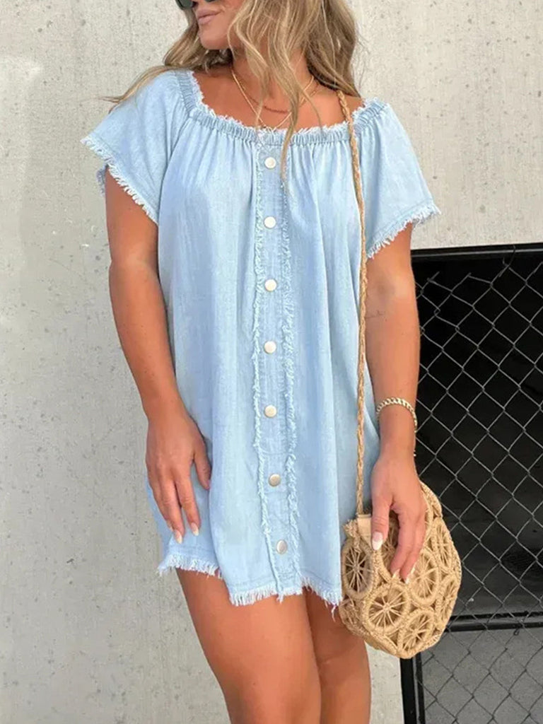 One Shoulder Sexy Denim Mini Dress