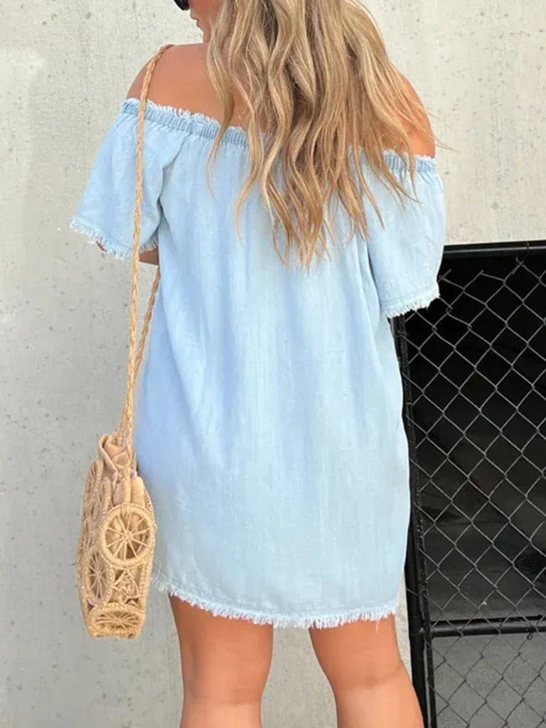 One Shoulder Sexy Denim Mini Dress