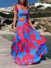 Lataa kuva Galleria-katseluun, Fashion Print Sexy Swing Skirt Set