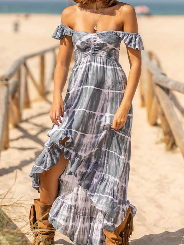 Bohemian One-Shoulder Lace Dress