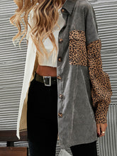 Load image into Gallery viewer, Gray Leopard Patch Corduroy Jacket