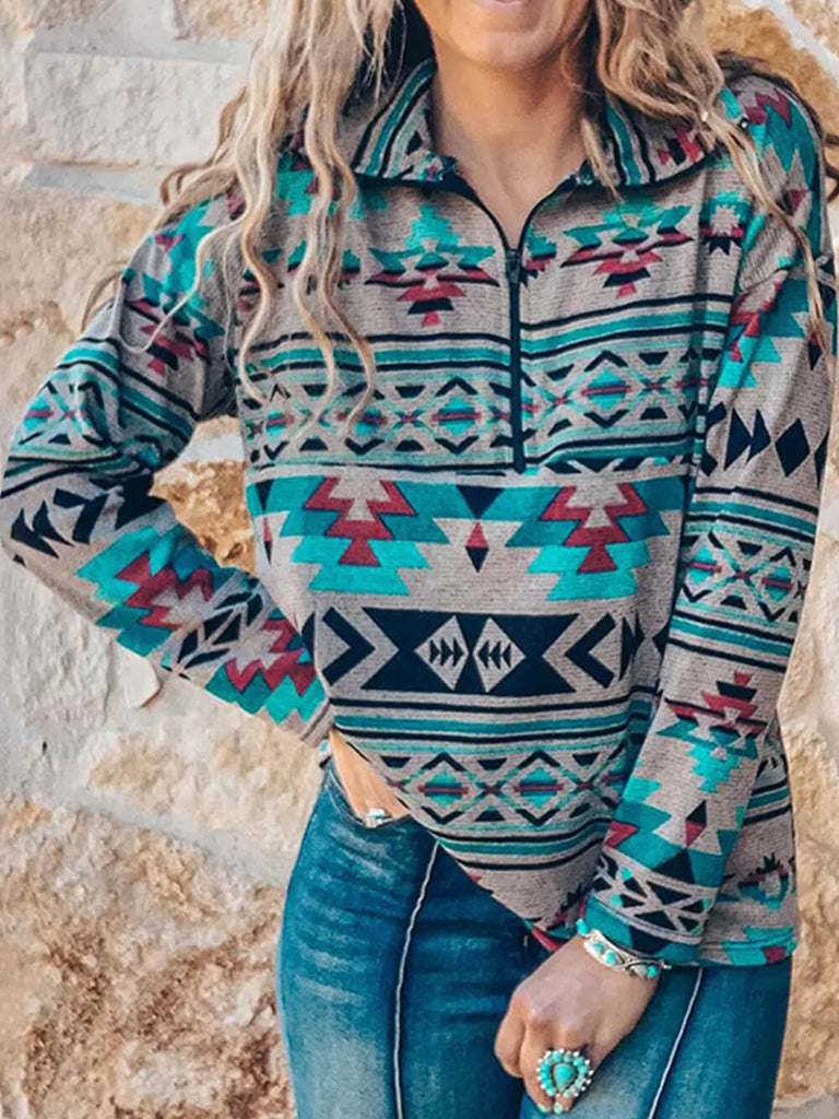 Bohemian Casual Zip-Up Sweatshirt