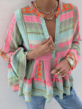 Load image into Gallery viewer, Colorful Ethnic Bell Sleeve Babydoll Top