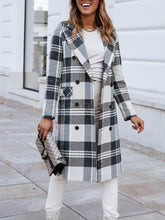 Carica l&#39;immagine nel visualizzatore di Gallery, Double Breasted Printed Plaid Jacket