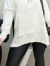 Load image into Gallery viewer, V-Neck Hooded Dolman Sleeve Sweatshirt