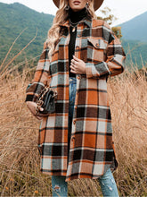 Load image into Gallery viewer, Lapel Collar Loose Woolen Plaid Coat