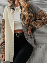 Load image into Gallery viewer, Gray Leopard Patch Corduroy Jacket