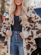 Load image into Gallery viewer, Printed Mid-Length Corduroy Shirt Jacket