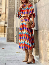 Indlæs billede til gallerivisning Elegant Stand Collar Mid Length Dress