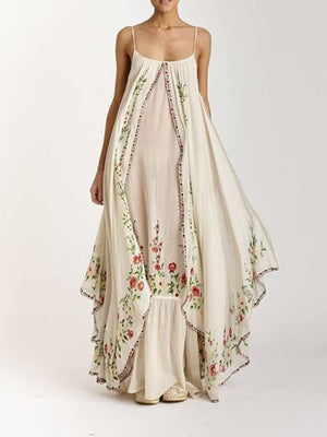 Round Neck Printed Swing Loose Long Dress