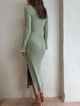 Lataa kuva Galleria-katseluun, High Waist Solid Color Bodycon Slit Midi Dress