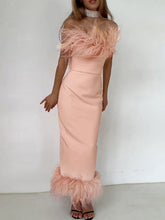 Carregar imagem no visualizador da galeria, Sleeveless Fur Pencil Midi Dress