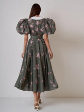 Load image into Gallery viewer, Elegant Floral Midi Dress