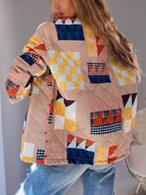 Lataa kuva Galleria-katseluun, Quilted Cotton Contrast Print Pocket Padded Jacket