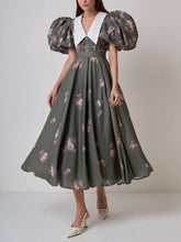 Load image into Gallery viewer, Elegant Floral Midi Dress