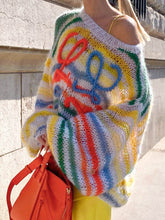 Load image into Gallery viewer, Rainbow Contrast Striped Sweater