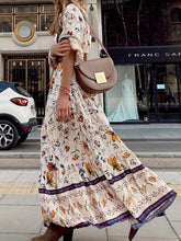 Carica l&#39;immagine nel visualizzatore di Gallery, V-Neck Printed Loose Maxi Dress