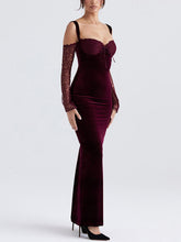 Load image into Gallery viewer, Lace Halter Strap Off-The-Shoulder Maxi Dress