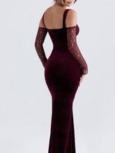 Load image into Gallery viewer, Lace Halter Strap Off-The-Shoulder Maxi Dress