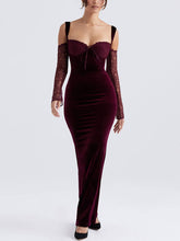 Load image into Gallery viewer, Lace Halter Strap Off-The-Shoulder Maxi Dress