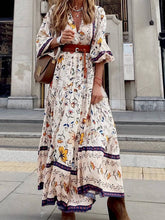 Görseli Galeri görüntüleyiciye yükleyin, V-Neck Printed Loose Maxi Dress