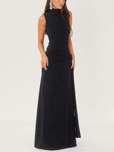 Load image into Gallery viewer, High-Necked Sleeveless Long Dress With Ribbons And Bright Silk