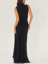 Load image into Gallery viewer, High-Necked Sleeveless Long Dress With Ribbons And Bright Silk