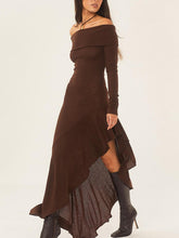 Load image into Gallery viewer, Bateau Neck Long Sleeve Maxi Dress