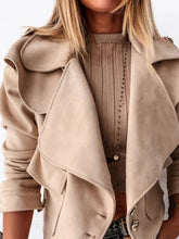 Laden Sie das Bild in den Galerie-Viewer, Suede Button Down Jacket Small Coat