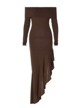 Load image into Gallery viewer, Bateau Neck Long Sleeve Maxi Dress