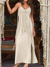 Indlæs billede til gallerivisning Sexy V-neck Fringe Detail Side Slit Dress