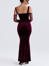 Load image into Gallery viewer, Lace Halter Strap Off-The-Shoulder Maxi Dress