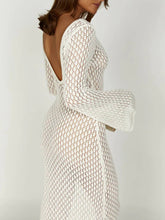 Load image into Gallery viewer, Crochet Fishtail Flare Sleeve Maxi Dress