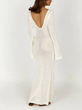 Load image into Gallery viewer, Crochet Fishtail Flare Sleeve Maxi Dress