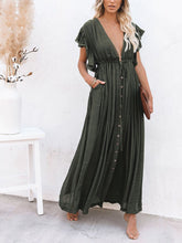 Carica l&#39;immagine nel visualizzatore di Gallery, Button Cotton Linen Perfect Beach Boho Maxi Dress