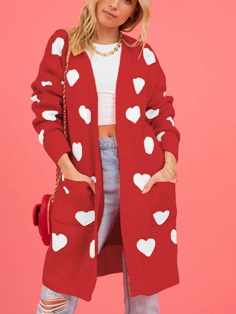 Cardigan tricoté en forme de cœur pour la Saint-Valentin