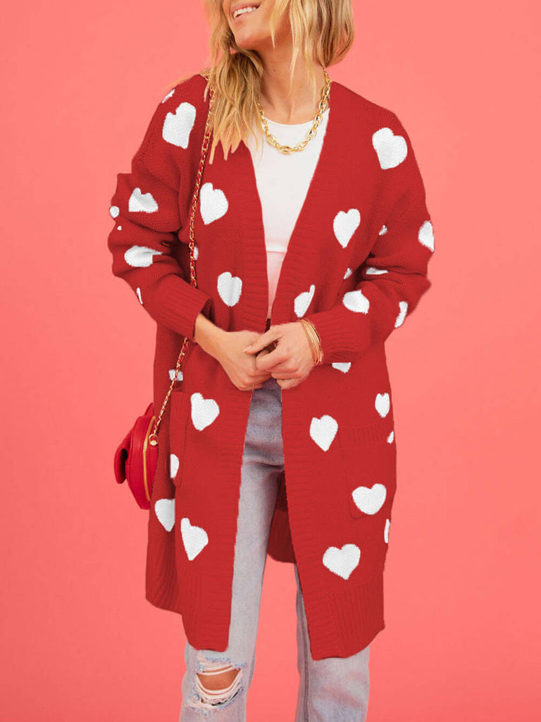 Cardigan tricoté en forme de cœur pour la Saint-Valentin